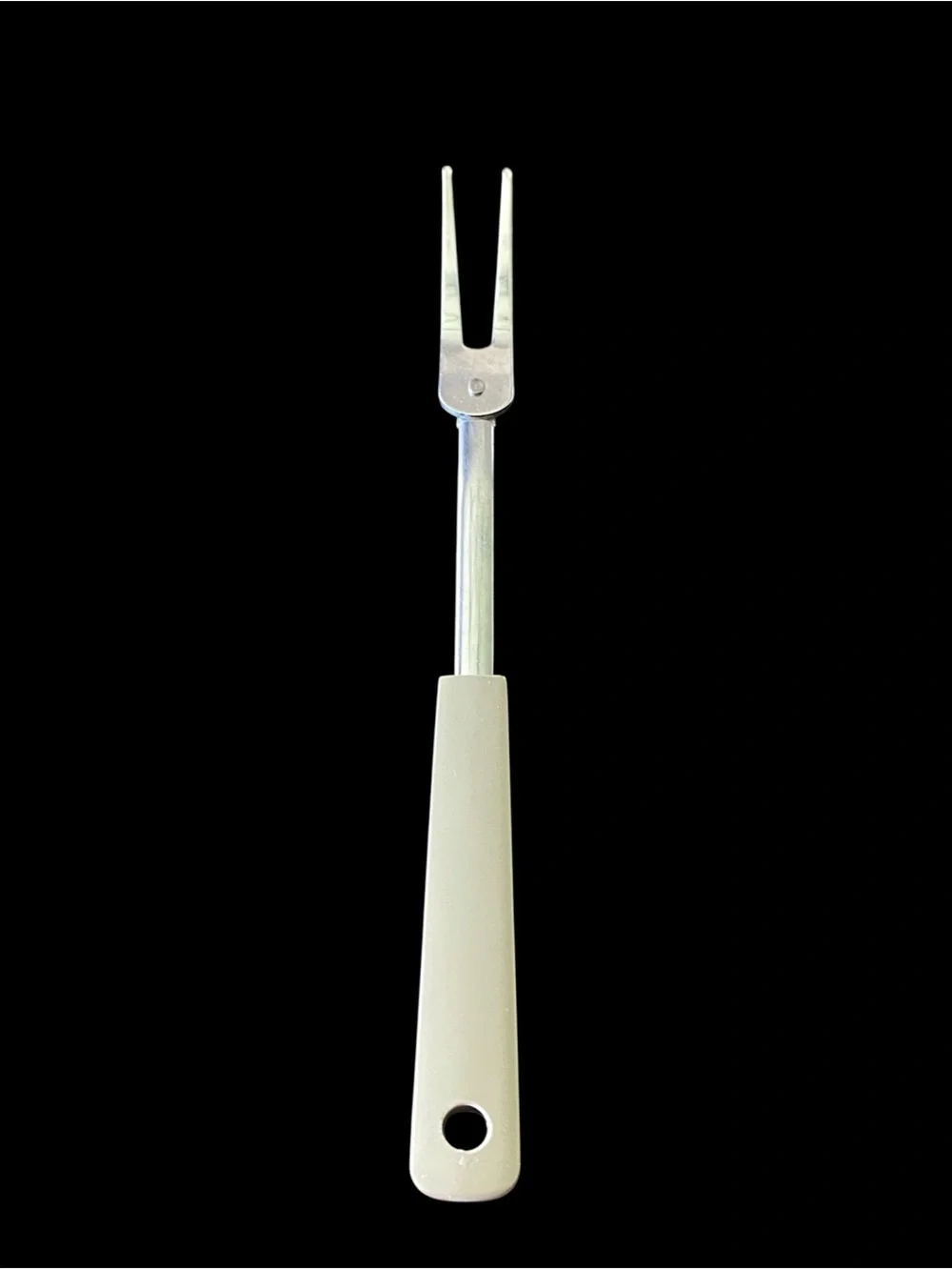 Vintage Meat Carving Serving Fork Stainless Steel Beige Plastic Handle Japan MCM